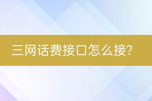 三网话费接口怎么接？