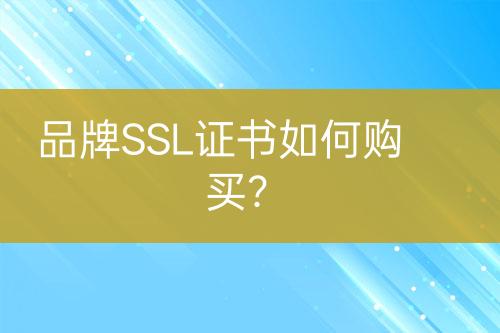 品牌SSL证书如何购买？