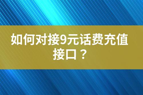 如何对接9元话费充值接口？