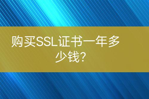 购买SSL证书一年多少钱？