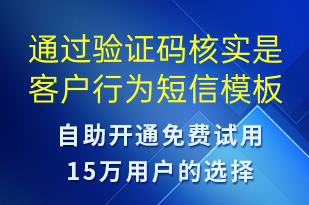 通过验证码核实是客户行为-资金变动短信模板